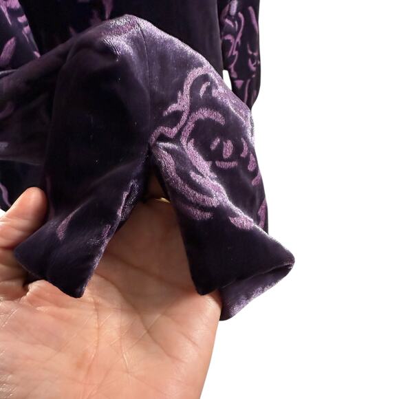 Jones New York Purple Velvet Burnout Blazer | Rose Floral Pattern | Size 4 - Picture 9 of 15